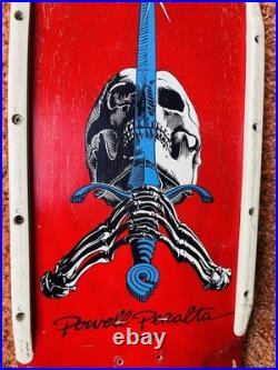 Vintage OG Red Sword And Skull Powell Peralta Skateboard Deck Full Size Pig