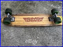 Vintage OG SIMS Taperkick Skateboard 1970s with Green Kryptonics wheels Original
