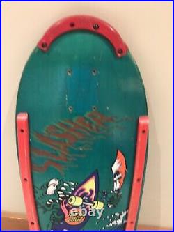 Vintage OG Santa Cruz Slasher Keith Meek Skateboard Deck Teal Dip Rob Roskopp