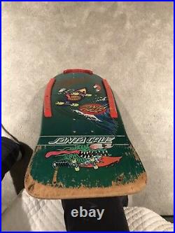 Vintage OG Santa Cruz Slasher Keith Meek Skateboard Deck Teal Dip Rob Roskopp