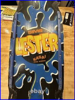 Vintage OG Sims Lester Kasai Pro Model Skateboard Deck With Rails And Tailguard