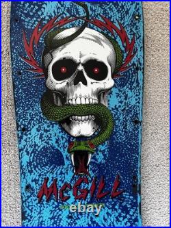 Vintage Powell Peralta Mike McGill Blue Skull and Snake mini Skateboard Deck