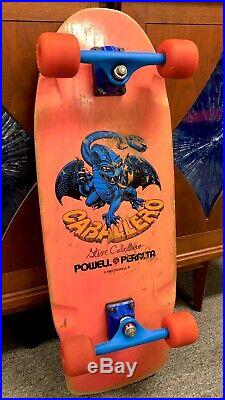 Vintage Powell Peralta PINK Caballero Dragon Skateboard with Bones + NOS Trackers