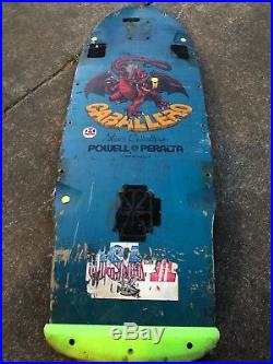 Vintage Powell Peralta Skateboard Deck Steve Caballero. Blue Deck. Gold Dragon