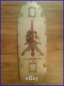 Vintage Powell Peralta Skull & Sword Skateboard Deck Silver 1978 POWELL