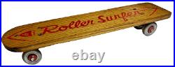 Vintage ROLLER SURFER Metal Steel Wheels Skateboard Wood Wooden Nokomis Illinois