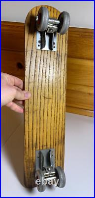 Vintage ROLLER SURFER Metal Steel Wheels Skateboard Wood Wooden Nokomis Illinois