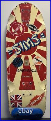 Vintage Rare 80's Sims Kamikaze Skateboard Deck Used VERY COLLECTABLE