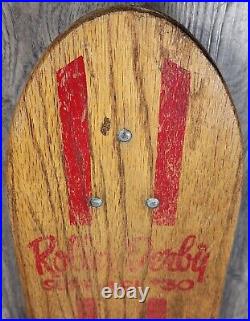 Vintage Roller Derby #30 Wood Skateboard Red Stripe Surfari 1960's Clay Wheels