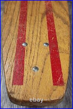 Vintage Roller Derby #30 Wood Skateboard Red Stripe Surfari 1960's Clay Wheels