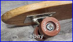 Vintage Roller Derby #30 Wood Skateboard Red Stripe Surfari 1960's Clay Wheels
