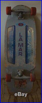 Vintage Sims Lamar skateboard with trackers and OJ's. Original