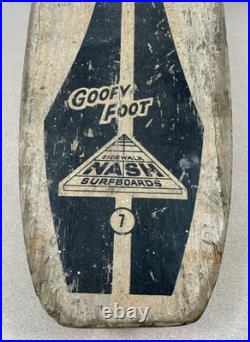 Vintage Skateboard Nash Goofy 1960s Foot Wooden #7 RARE Sidewalk Surfboard 21.5