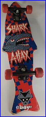 Vintage Skateboard Shark Attax Attack Raskullz 29 Long Board