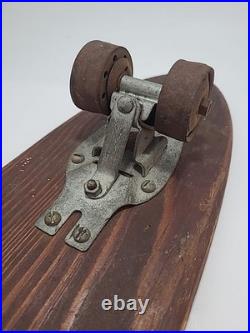 Vintage Skateboard With Metal Wheels Unbranded 1960s 25.75 White Stripe