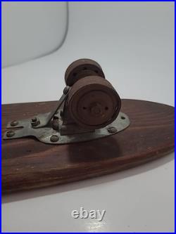 Vintage Skateboard With Metal Wheels Unbranded 1960s 25.75 White Stripe