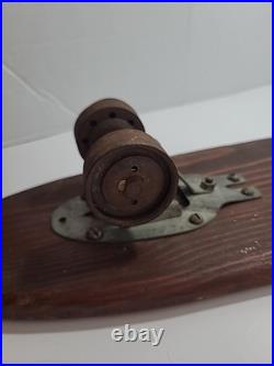 Vintage Skateboard With Metal Wheels Unbranded 1960s 25.75 White Stripe