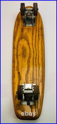 Vintage Skateboard Wooden TIGER 150 1960s Longboard Pintail Metal Wheels RARE