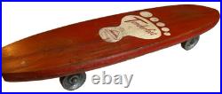 Vintage Tenderfoot Sidewalk Surf Wooden Skateboard Metal Wheels Fort Worth TEXAS