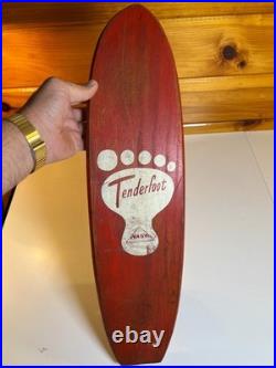 Vintage Tenderfoot Sidewalk Surf Wooden Skateboard Metal Wheels Fort Worth TEXAS