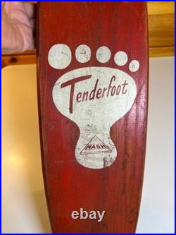 Vintage Tenderfoot Sidewalk Surf Wooden Skateboard Metal Wheels Fort Worth TEXAS