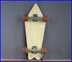 Vintage Wood Coffin Shape Skateboard Etched Wave Design Art Trucks Wheels Surfer