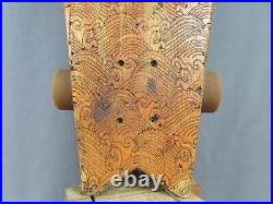 Vintage Wood Coffin Shape Skateboard Etched Wave Design Art Trucks Wheels Surfer