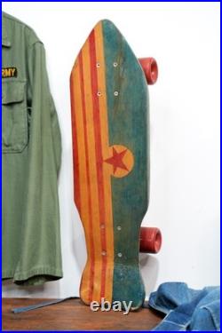 Vintage Wood Skateboard X Caliber Trucks Cadillac Hot Lips Wheels 70s