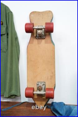 Vintage Wood Skateboard X Caliber Trucks Cadillac Hot Lips Wheels 70s
