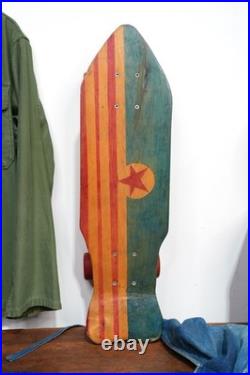 Vintage Wood Skateboard X Caliber Trucks Cadillac Hot Lips Wheels 70s