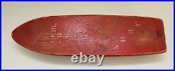 Vintage Wooden 1960s Skateboard RED SOKOL Surf Graphic 16, Steal Wheels