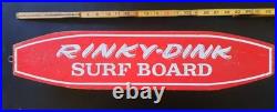 Vintage Wooden Rinky Dink Surf Board Metal Steel Wheels 24 Skateboard 1960s