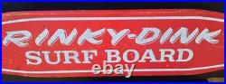 Vintage Wooden Rinky Dink Surf Board Metal Steel Wheels 24 Skateboard 1960s