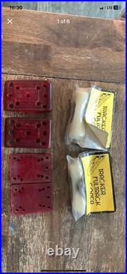 Vintage skateboard parts NOS 70s fultrack copers 2 sets of ruby red risers OG