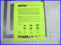Vtg 1970s skateboard ephemera Powell Bones Wheels Cubics spec sheet
