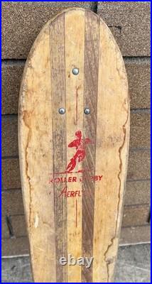 Vtg 60's Aerflyte Roller Derby Wool Inlay Clay Wheel Early Skateboard 30 Long