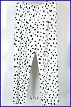 Vtg 80's LIMPIES Skate Dalmation Print Fleece Pants Men's L White Black RARE