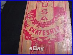 Vtg ANTIQUE SKATEBOARD APOLLO USA SKATESHIP WOODEN SKATE BOARD ROCKET SHIP rare