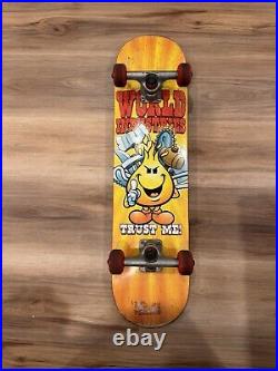 WORLD INDUSTRIES Flameboy Trust Me Vintage Skateboard Deck Trucks Wheels