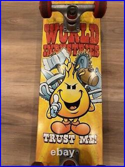 WORLD INDUSTRIES Flameboy Trust Me Vintage Skateboard Deck Trucks Wheels